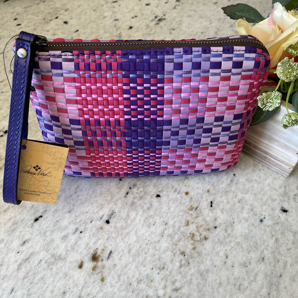 Patricia Nash Cassini Wristlet Ribbons & Raffia Purple